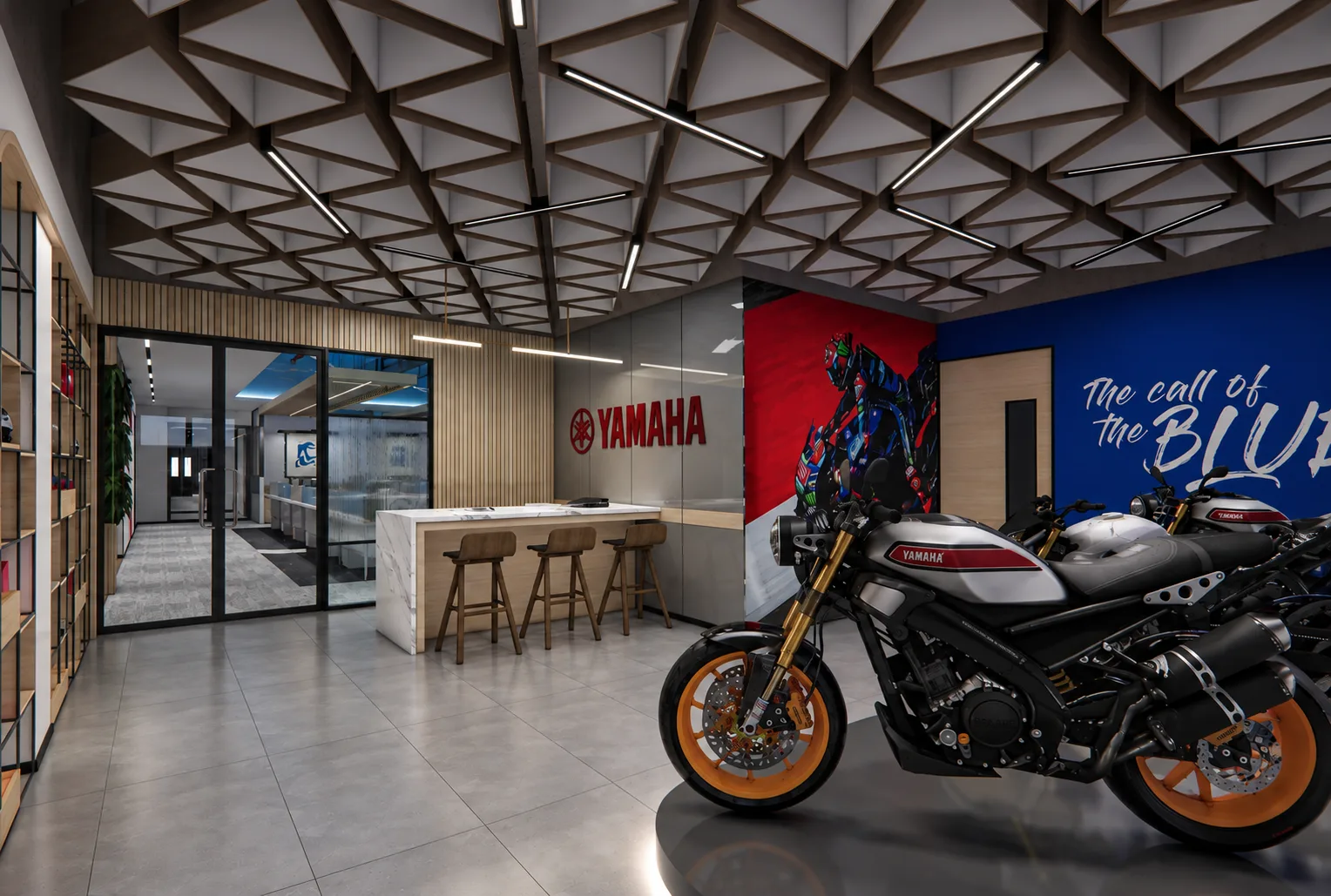 YAMAHA office interior by Greystone Infra, Greater Noida